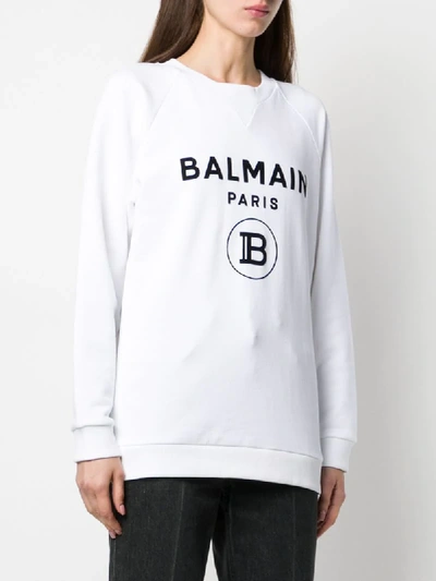 Shop Balmain Sweatshirt Mit Raglanärmeln In White