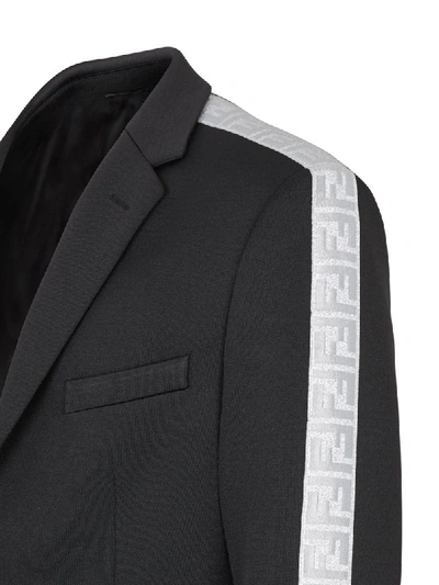 Shop Fendi Prints On Metallic Stripe Blazer In Black