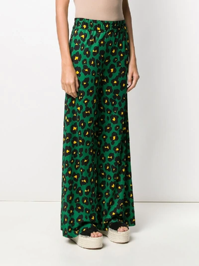 Shop La Doublej X Mantero Flower Leopard Print Palazzo Trousers In Green