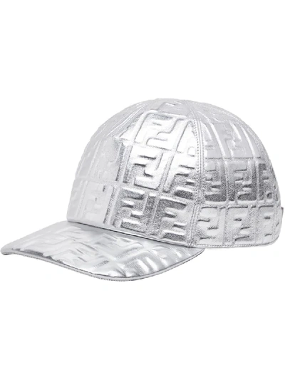 Shop Fendi Prints On Embossed Cap In Silver