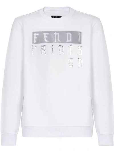 Shop Fendi Prints On Crew Neck Sweatshirt In White