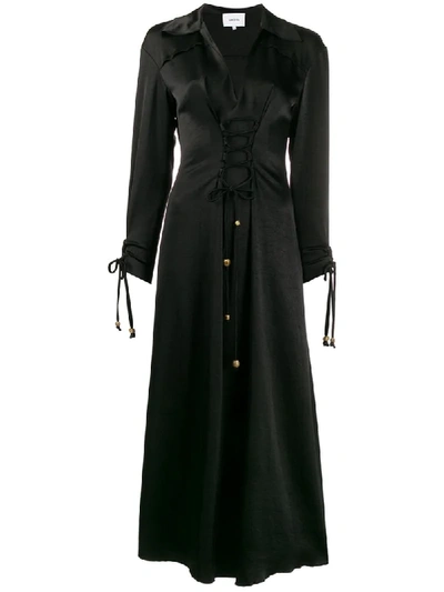 Shop Nanushka Akita Satin Laced Dress In Black
