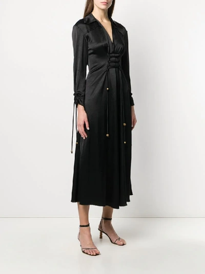 Shop Nanushka Akita Satin Laced Dress In Black