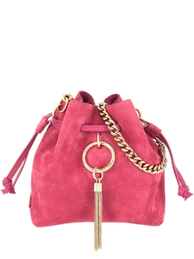Shop Jimmy Choo Callie Drawstring Bucket Bag In Pink