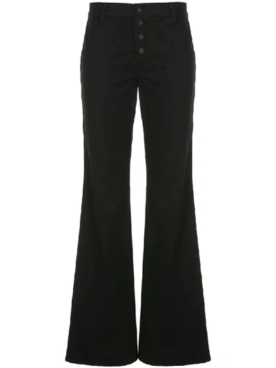 Shop Nili Lotan Stripe Detail Wide-leg Trousers In Black