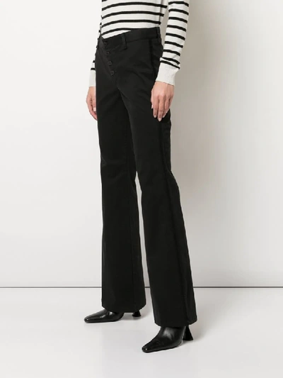 Shop Nili Lotan Stripe Detail Wide-leg Trousers In Black