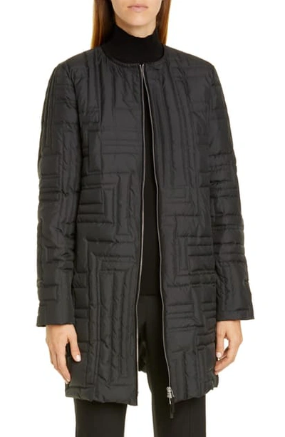 Shop Lafayette 148 Abdulla Embroidered Down Coat In Black