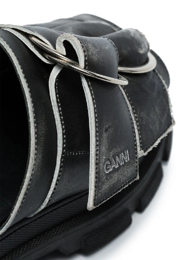 Shop Ganni Buckled Platform Sandals In Black