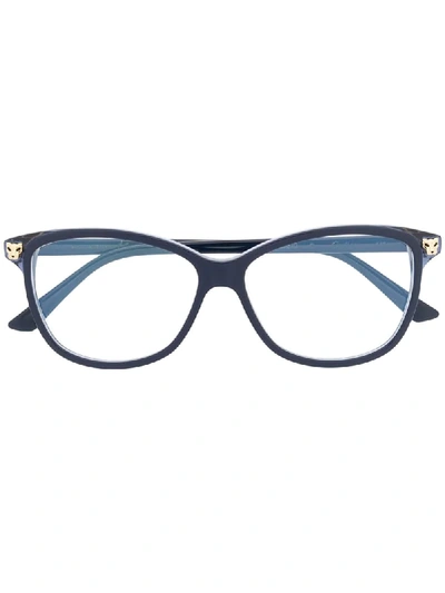 Shop Cartier Square Frame Optical Glasses In Blue