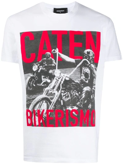 Shop Dsquared2 Caten Bikerismo Print T-shirt In White