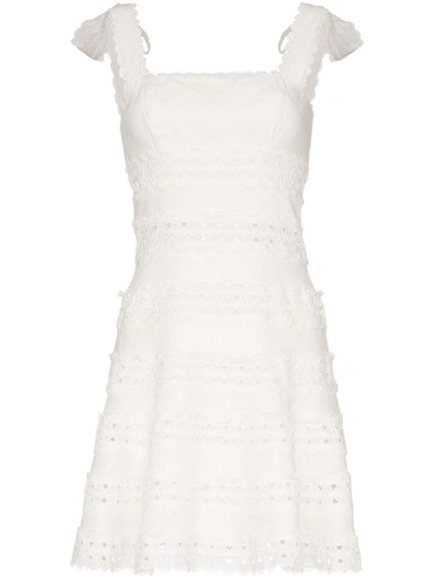 Shop Zimmermann Kirra Broderie Anglaise Mini Dress In White