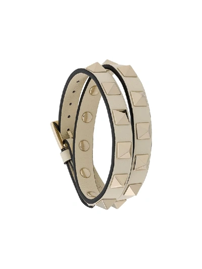 Shop Valentino Garavani Rockstud Wrap Bracelet In Neutrals