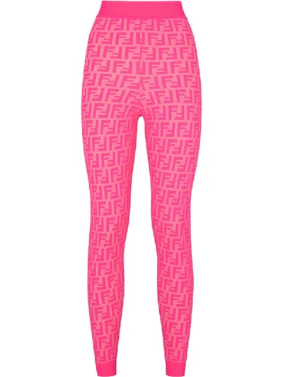 Shop Fendi Prints On Monogram Leggings In Pink