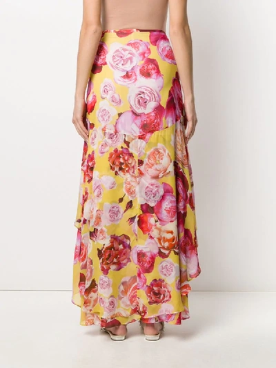 Shop Pinko Draped Floral Print Skirt In Yellow
