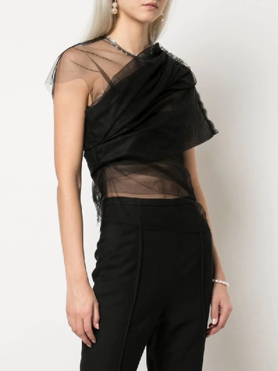 Shop Khaite Gianna Tulle Top In Black