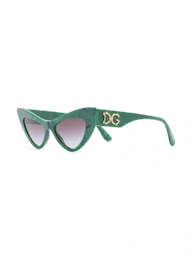 Shop Dolce & Gabbana Devotion Sunglasses In Green