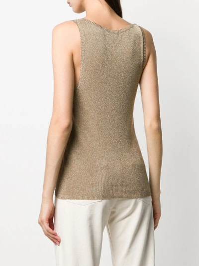 Shop Saint Laurent Metallic Scoop-neck Vest In Gold