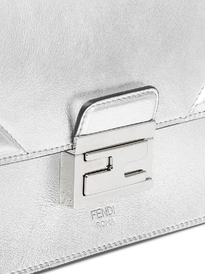 Shop Fendi Prints On Kan U Small Crossbody Bag In Silver