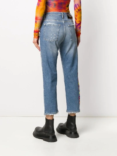 Shop Iceberg X Peter Blake Cropped Jeans In Blue