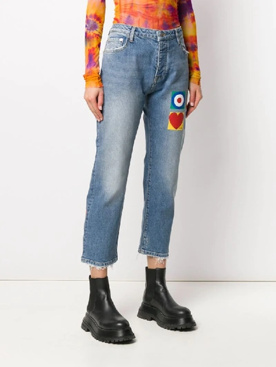 Shop Iceberg X Peter Blake Cropped Jeans In Blue