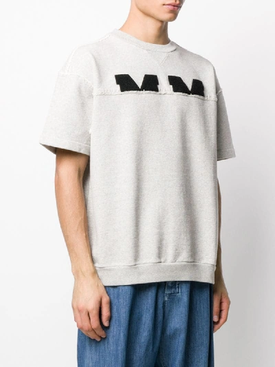Shop Maison Margiela Distressed Logo Sweatshirt In Grey