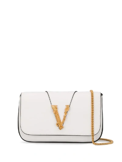 Shop Versace Virtus Crossbody Bag In White