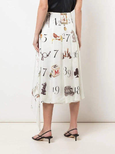 Shop Monse Printed Numbers Pleated Midi Skirt In White