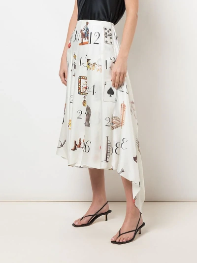 Shop Monse Printed Numbers Pleated Midi Skirt In White