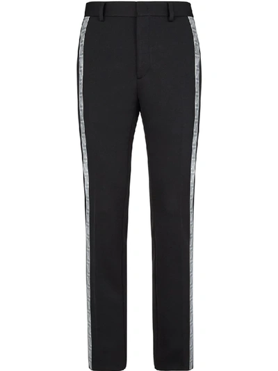 Shop Fendi Prints On Tailored Trousers In Black