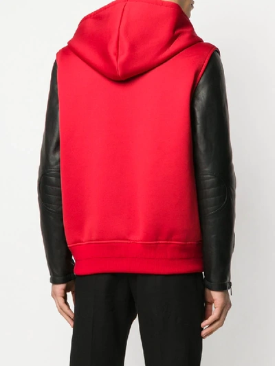 Shop Givenchy Logo Embroidered Hooded Bomber Jacket In Red