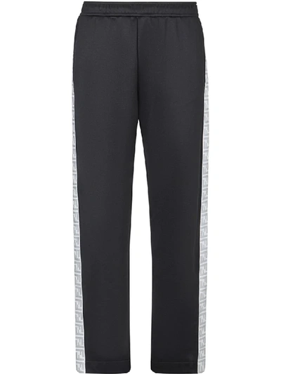 Shop Fendi Prints On Track Pants In Black