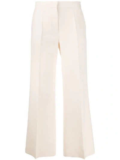 Shop Valentino Cropped Wide-leg Trousers In Neutrals