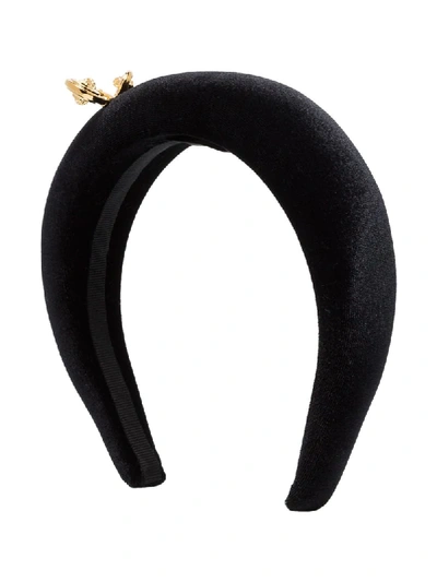 Shop Versace Safety Pin Embellished Headband In Black