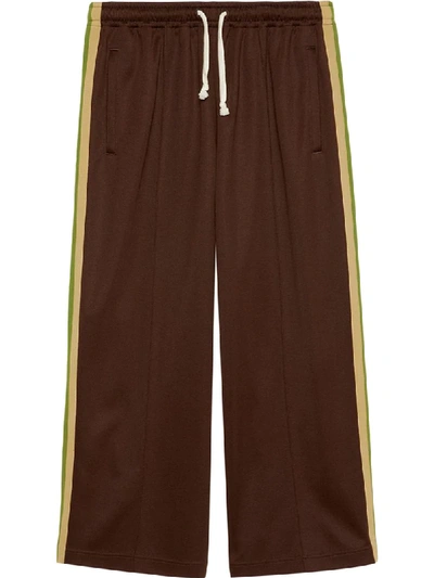 Shop Gucci Side Stripe Track Pants In Brown