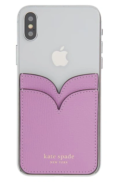 Shop Kate Spade Sylvia Double Sticker Phone Pocket In Candied Lilac