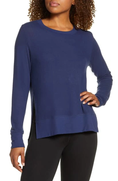 Shop Alo Yoga 'glimpse' Long Sleeve Top In Rich Navy