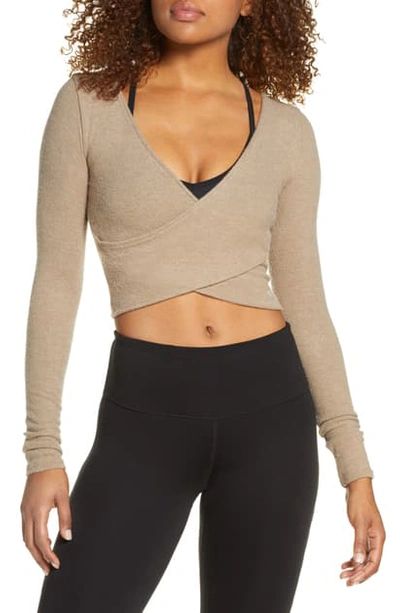 Shop Alo Yoga Amelia Luxe Crop Top In Gravel