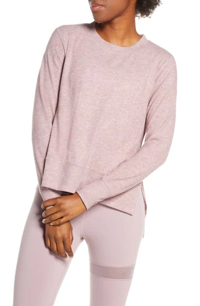 Shop Alo Yoga 'glimpse' Long Sleeve Top In Dusted Plum Heather