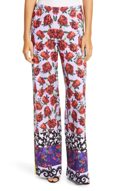 Shop Alice And Olivia Elba Floral Print Wide Leg Pants In Floral Affair Border