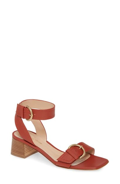 Shop Gianvito Rossi Buckle Ankle Strap Block Heel Sandal In Red