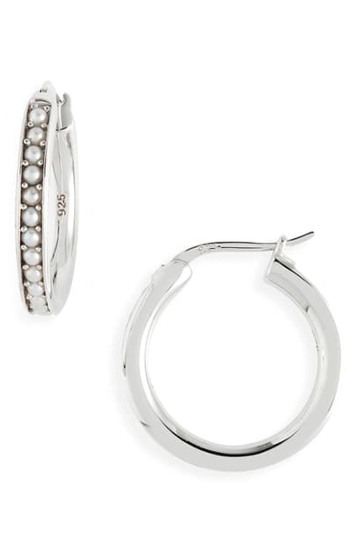 Shop Tom Wood Freshwater Pearl Hoop Earrings In 925 Sterling Silver