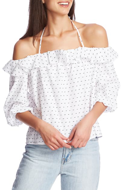 white ruffle halter top