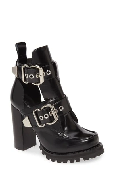 Shop Jeffrey Campbell Craven Buckle Strap Bootie In Black Box Silver