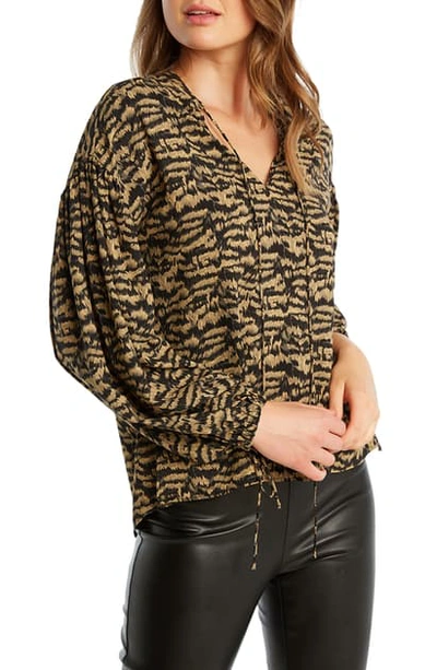 Bardot Animal Print Tie Neck Blouse In Animal