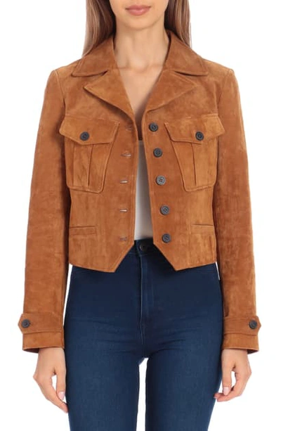 Shop Avec Les Filles Suede Crop Western Jacket In Whiskey