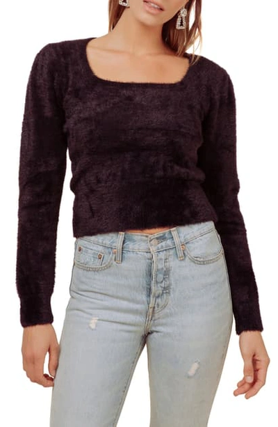 Shop Astr Fuzzy Crop Sweater In Black