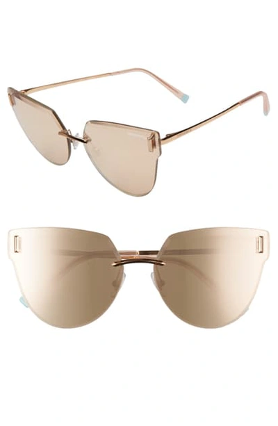 Shop Tiffany & Co 62mm Oversize Rimless Sunglasses - Red/ Clear Mirror Rose Gold