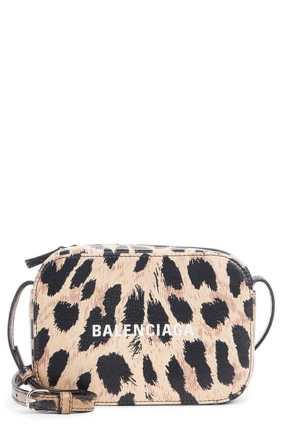 Shop Balenciaga Extra Small Everyday Printed Calfskin Camera Bag In Brown/ White