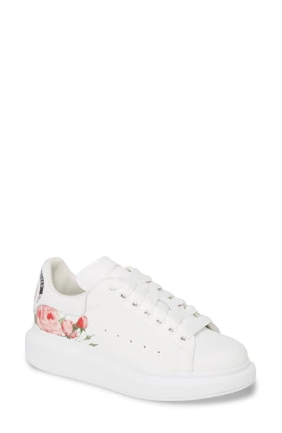 Shop Alexander Mcqueen Floral Platform Sneaker In White