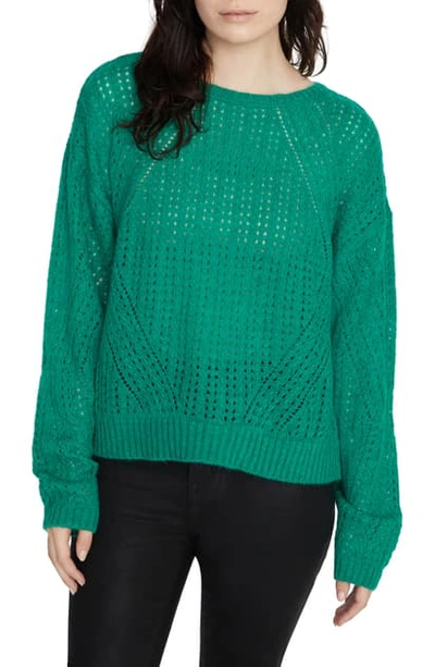 Shop Sanctuary Hole In One Pointelle Sweater In Emerald